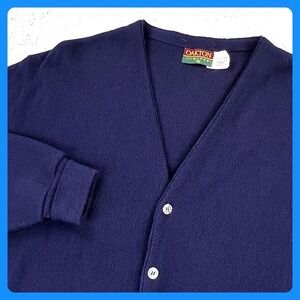 Vintage Oakton Limited Cardigan Sweater Men's XL Navy Blue Acrylic USA